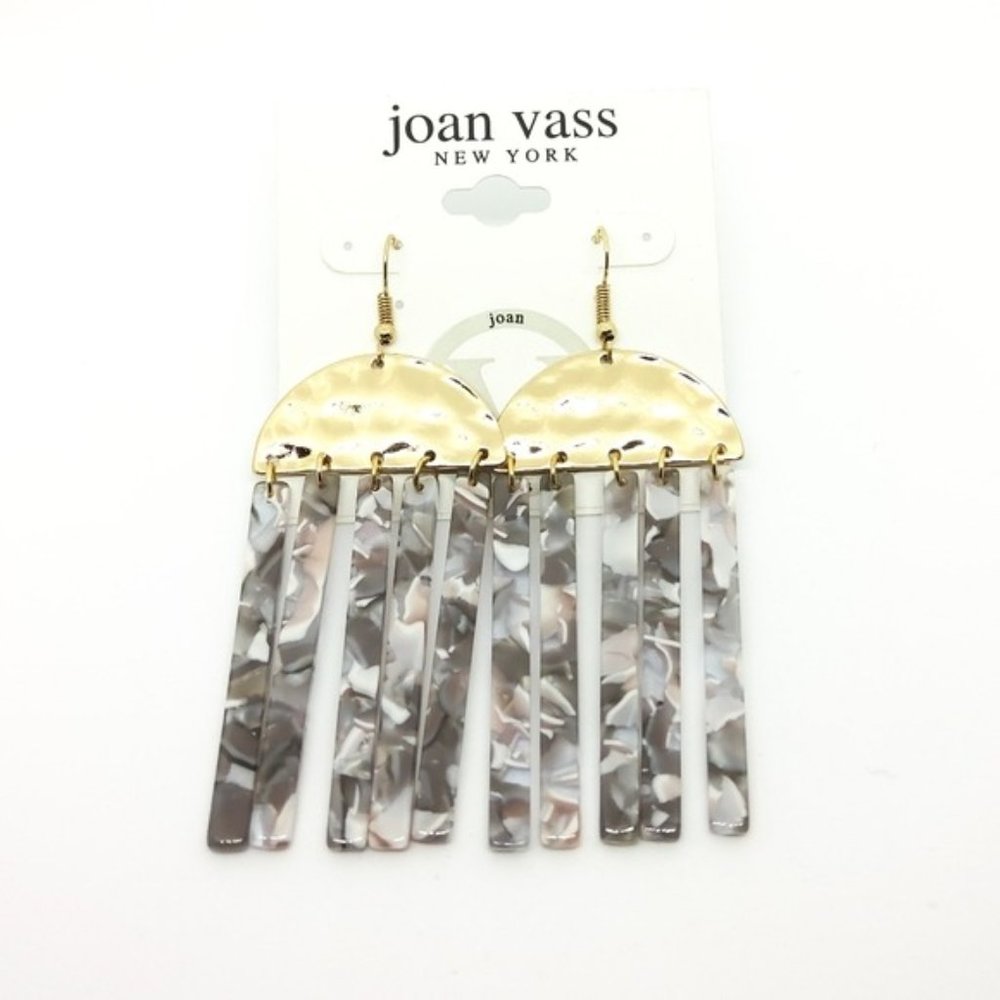Joan Vass Acrylic Resin Dangle Earrings Gray